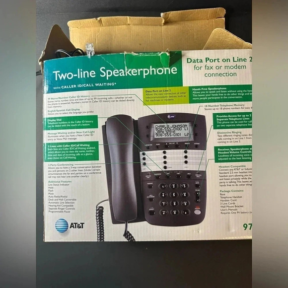 AT&T 972 2 Line Office Business Speakerphone Conference - Picture 2 of 5